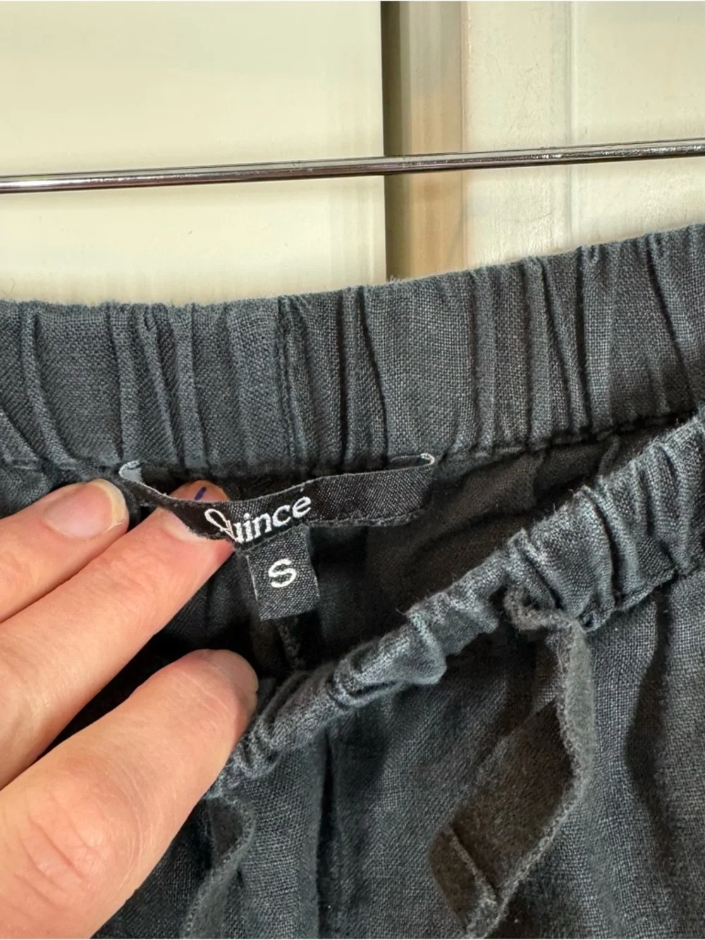 Quince 100% linen pull on pants black‎ elastic waist women’s size small casual